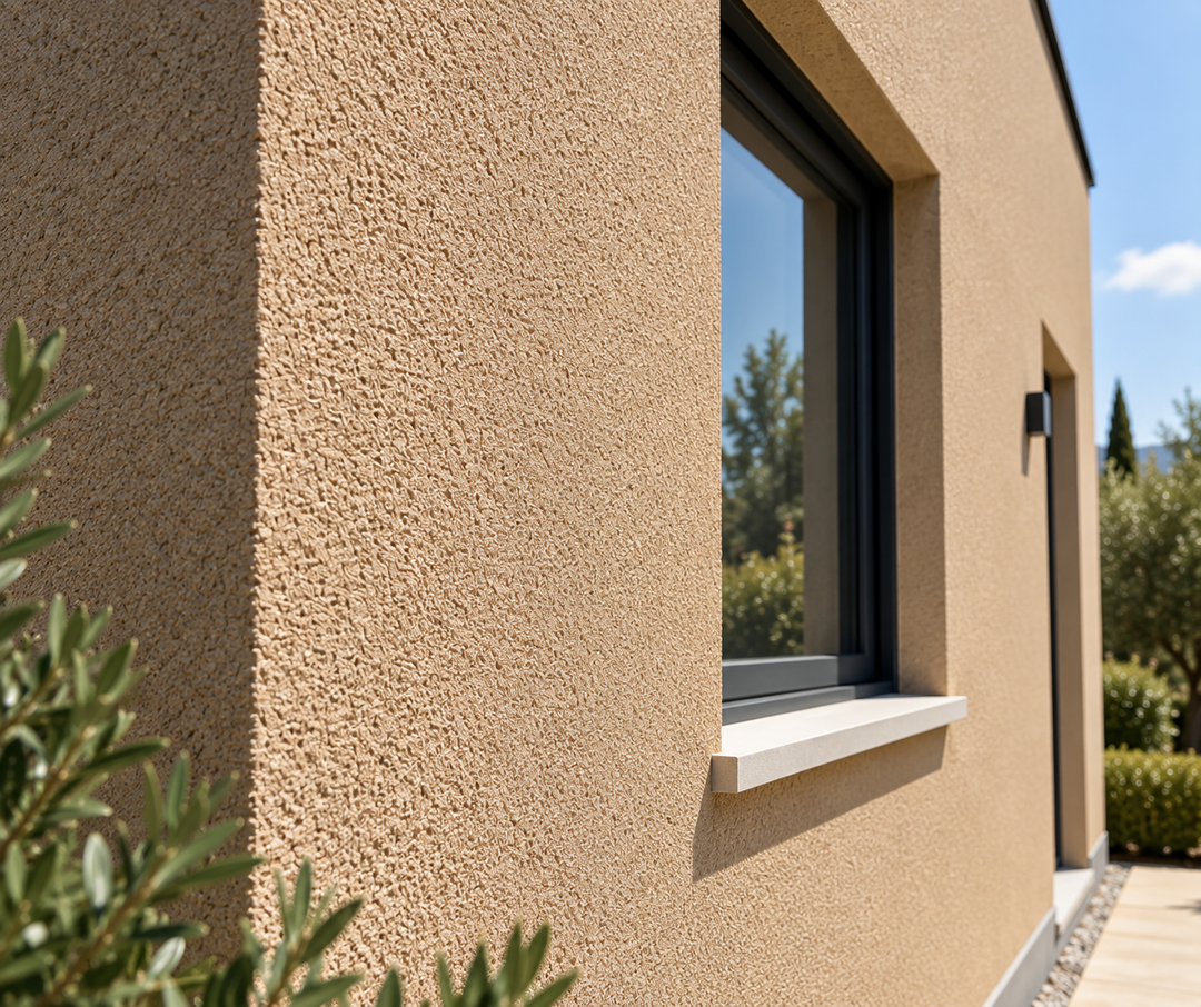 Corticyte — revestimento projetado de cortiça natural aplicado em fachada exterior
