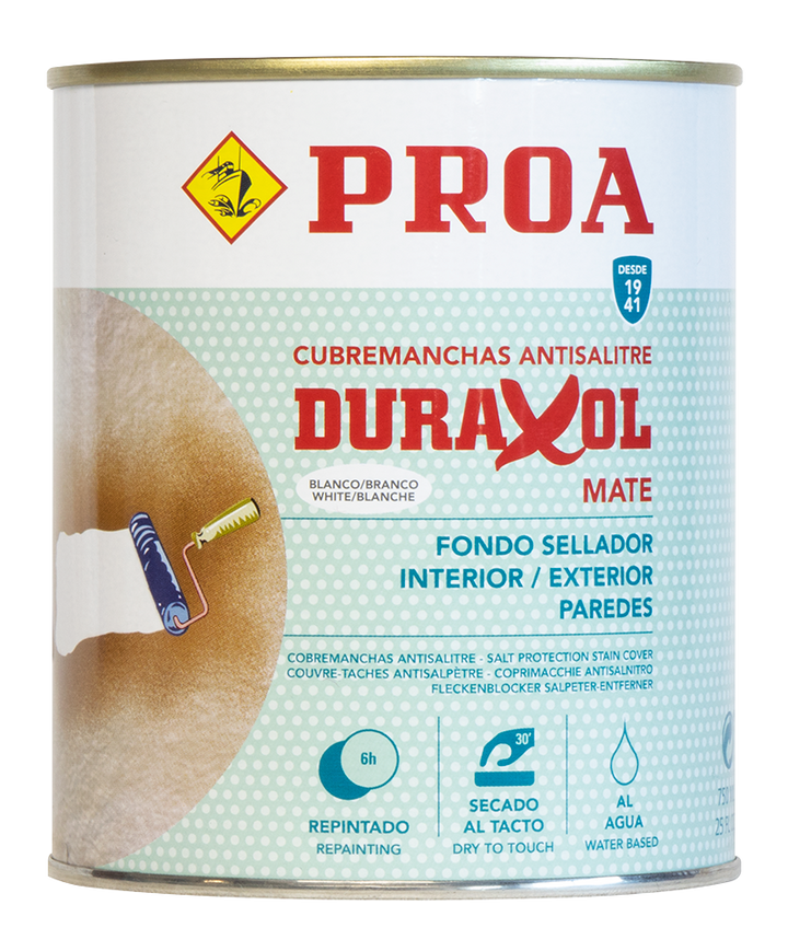 PROA Duraxol Anti Manchas e Anti Salitre — isolante aquoso para paredes com humidade, salitre e infiltrações - PIGMENTI