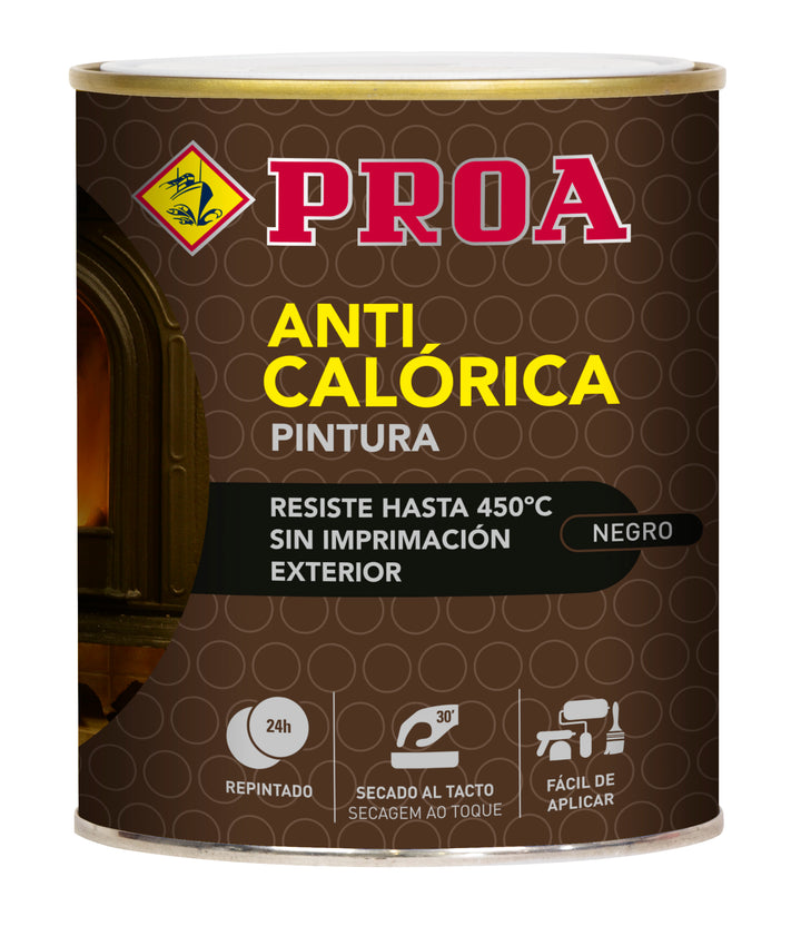 PROA Tinta Preta Alta Temperatura 450ºC — tinta mate resistente ao calor para churrasqueiras, salamandras e tubos de escape