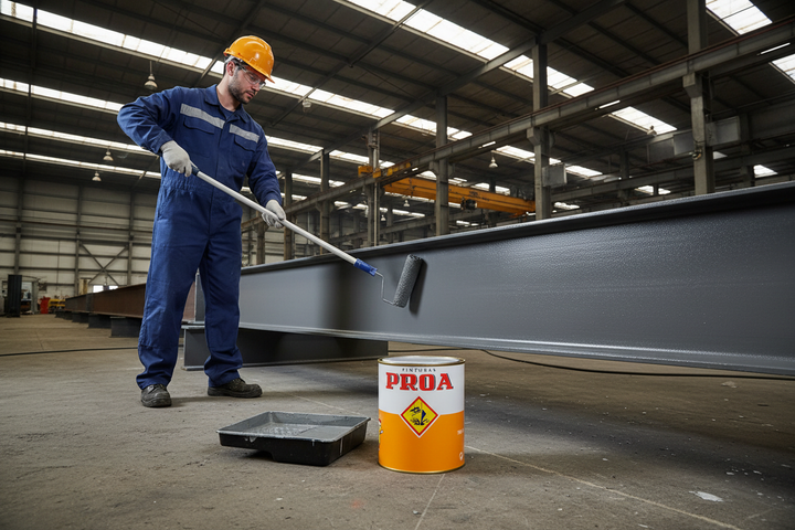 Aplicação de ICOPROA Primário Epóxi 2K em estrutura metálica industrial