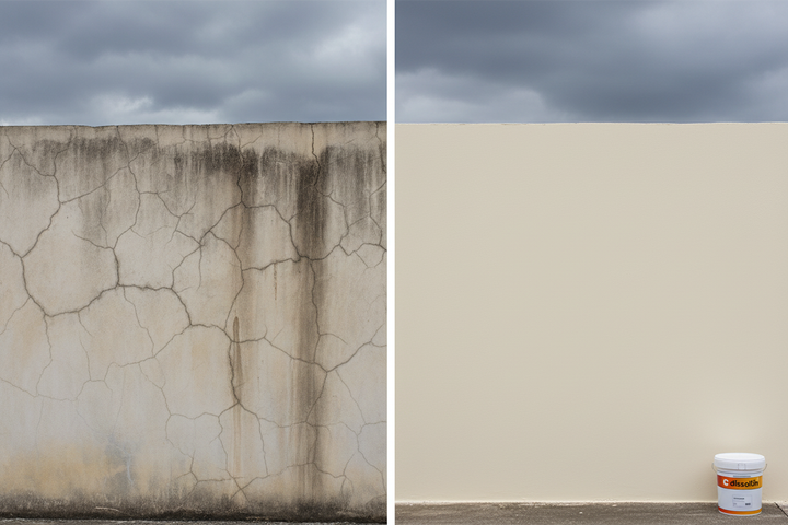 Dissolgoma Dissoltin — antes e depois fachada com microfissuras
