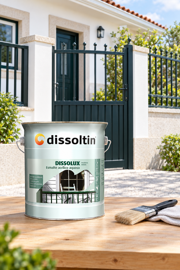 Dissolux com portão de ferro e gradeamento