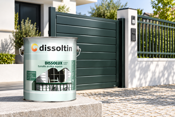 Dissolux junto a portão metálico exterior