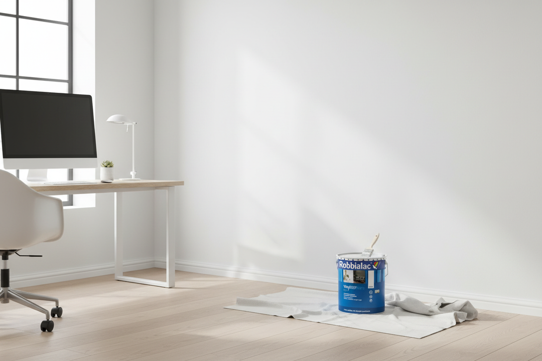 Escritório moderno com paredes mate brancas e lata VINYLREP EXTRA