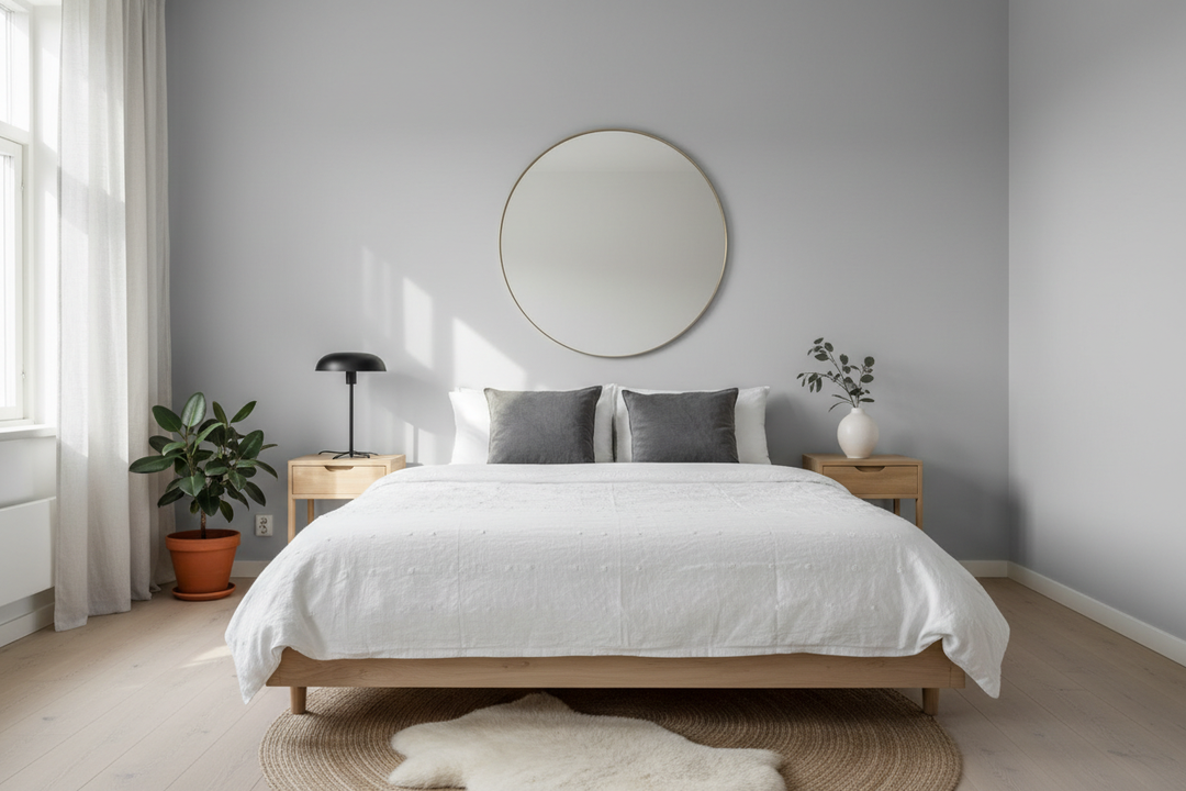 Quarto moderno com paredes mate cinza Vinylmatt