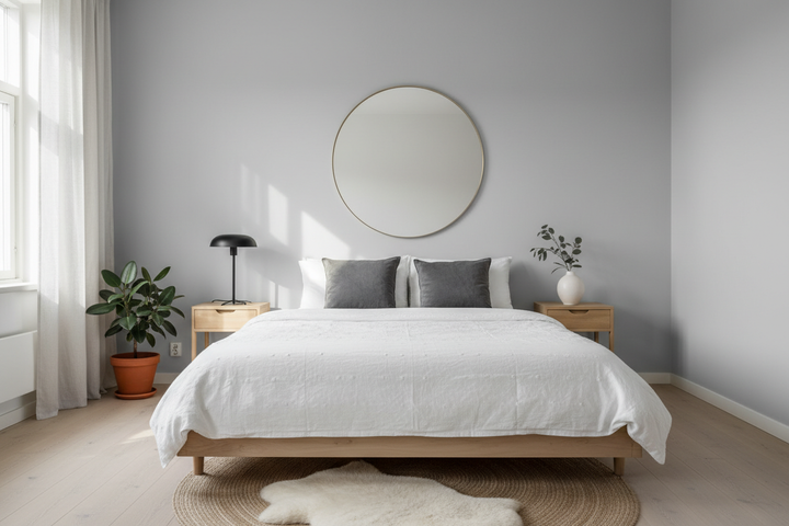Quarto moderno com paredes mate cinza Vinylmatt